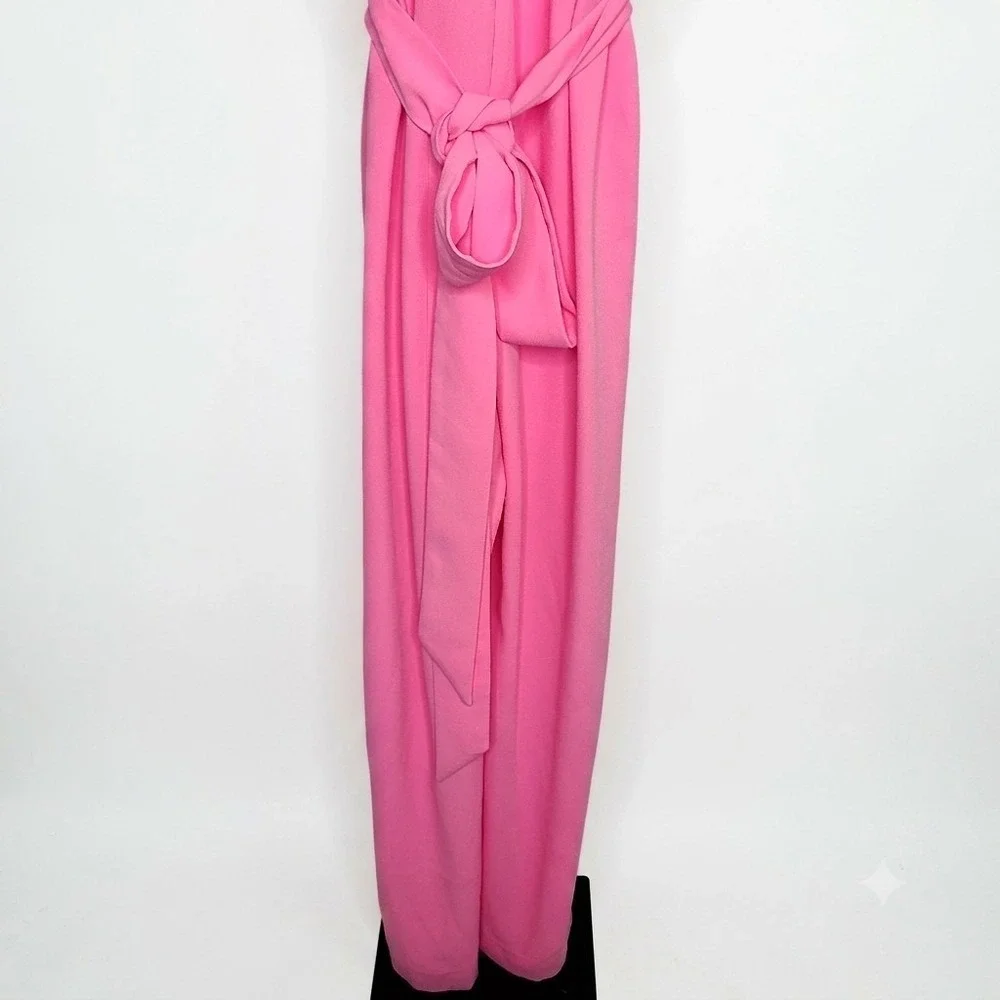 Lilly Pulitzer Jumpsuit Pink Halter Rosette 3D Flower Wide Leg Romper Party 12 - Picture 5 of 10